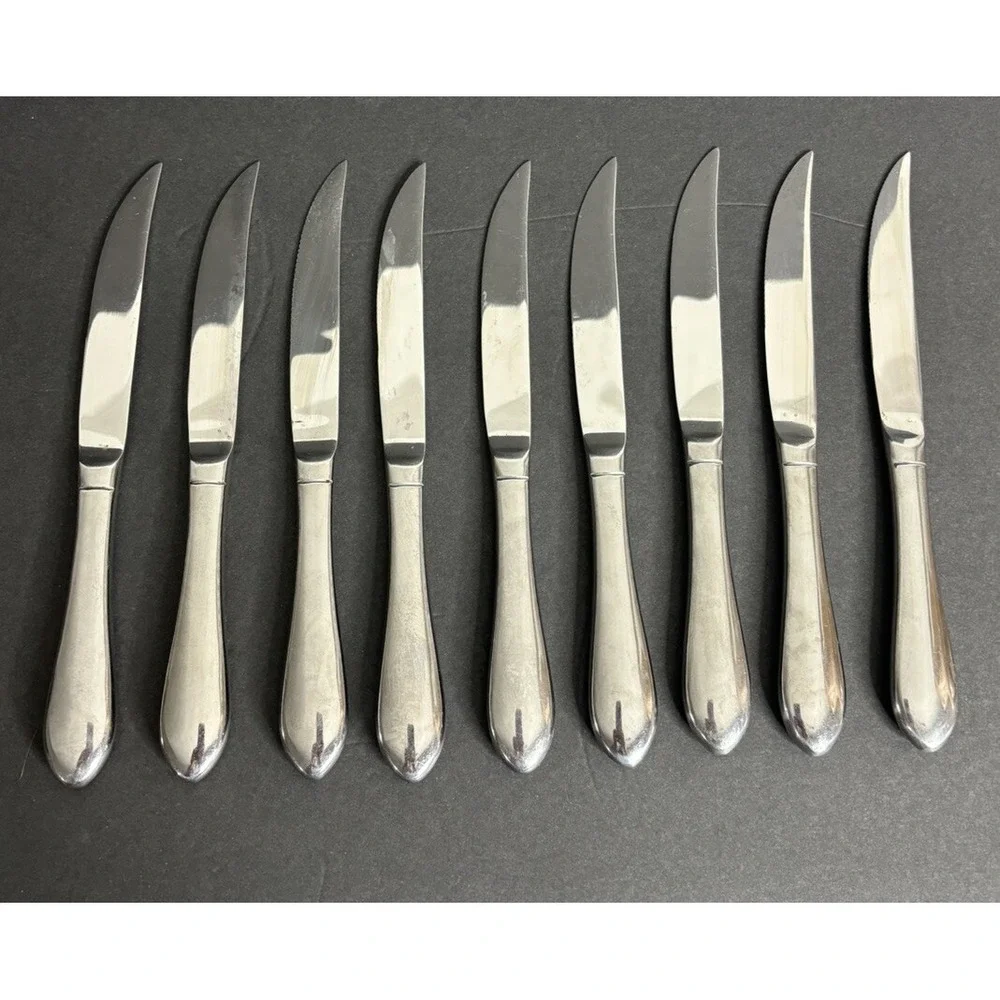 9 Wallace Bentley Steak Knives Hollow Handle Stainless Flatware 9